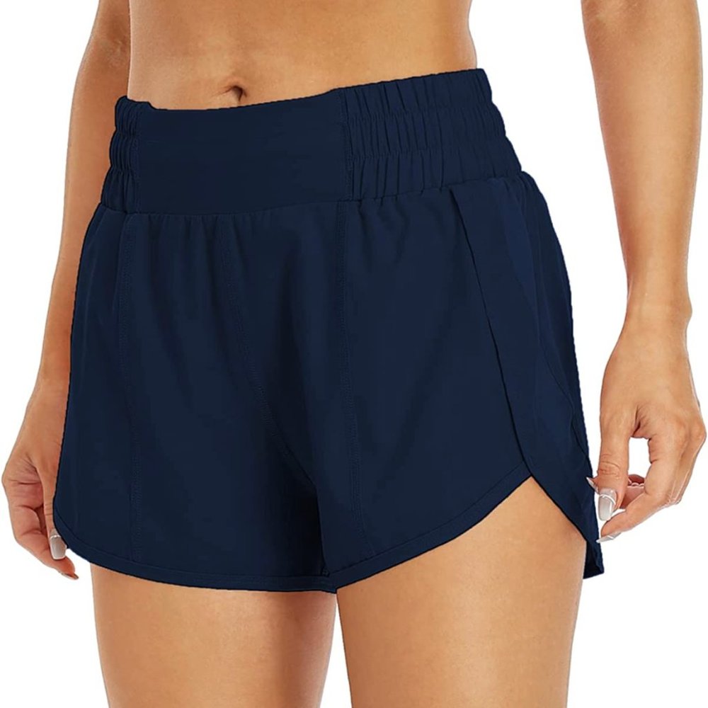 REKITA Navy Blue Womens Athletic Shorts